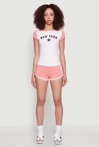 Womens Contrast Trim Dolphin Shorts, Pink, Size L