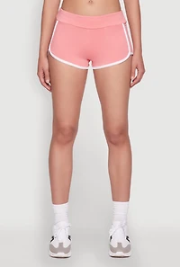 Womens Contrast Trim Dolphin Shorts, Pink, Size L