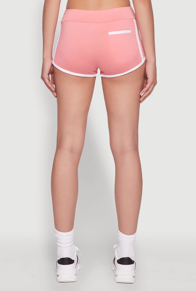 Womens Contrast Trim Dolphin Shorts, Pink, Size L