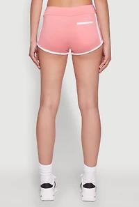 Womens Contrast Trim Dolphin Shorts, Pink, Size L