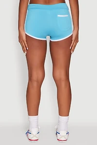 Womens Contrast Trim Dolphin Shorts, Blue, Size XL