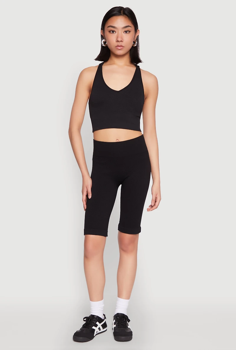 Womens Keyhole Back Cropped Tank Top, L-XL