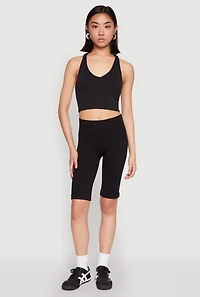 Womens Keyhole Back Cropped Tank Top, L-XL