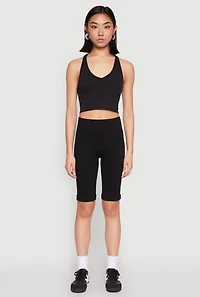 Womens Keyhole Back Cropped Tank Top, L-XL
