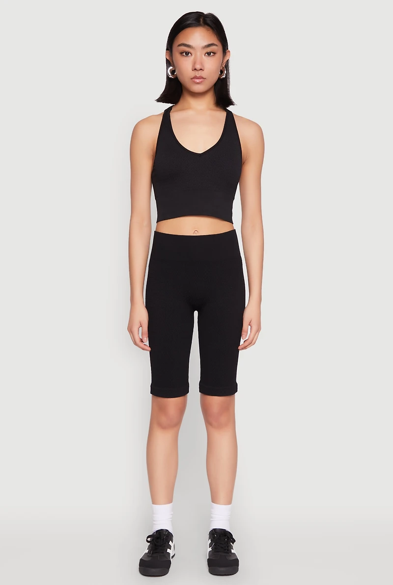 Womens Keyhole Back Cropped Tank Top, Black, Size L-XL