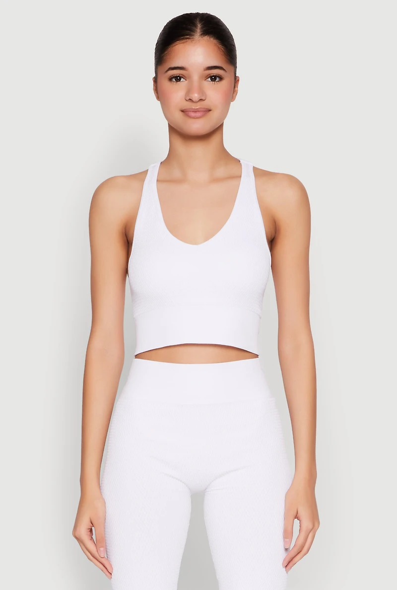 Womens Keyhole Back Cropped Tank Top, White, Size S-M