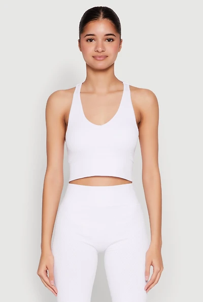 Womens Keyhole Back Cropped Tank Top, White, Size S-M