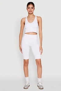 Womens Keyhole Back Cropped Tank Top, White, Size L-XL