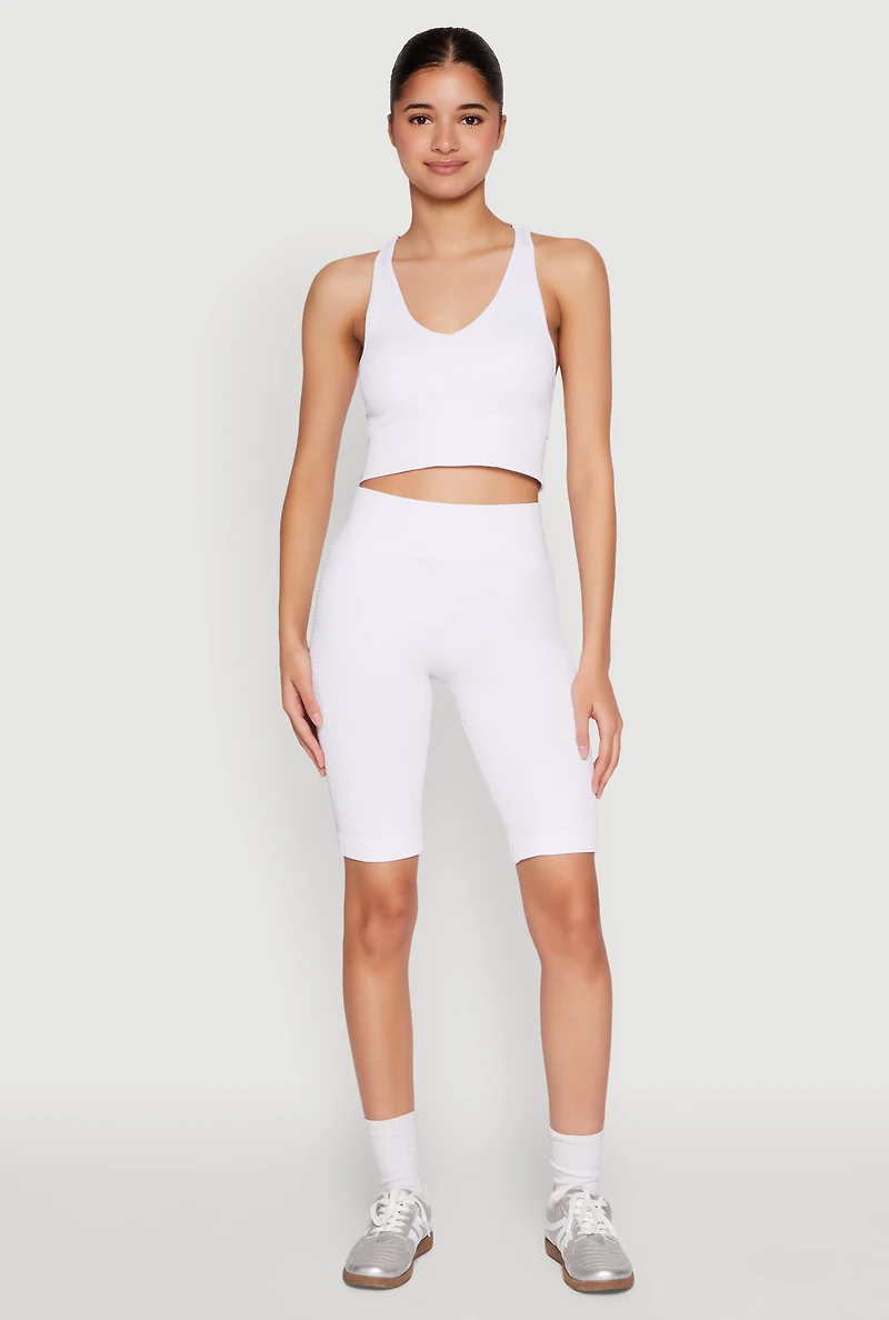 Womens Keyhole Back Cropped Tank Top, White, Size S-M