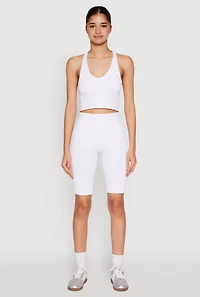 Womens Keyhole Back Cropped Tank Top, White, Size S-M