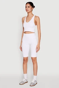 Womens Keyhole Back Cropped Tank Top, White, Size S-M