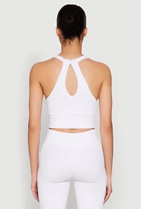 Womens Keyhole Back Cropped Tank Top, White, Size S-M