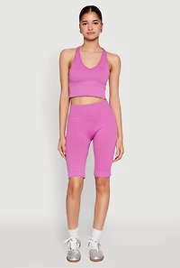 Womens Keyhole Back Cropped Tank Top, Purple, Size S-M