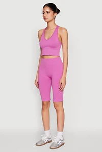 Womens Keyhole Back Cropped Tank Top, Purple, Size S-M