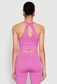 Womens Keyhole Back Cropped Tank Top, Purple, Size S-M