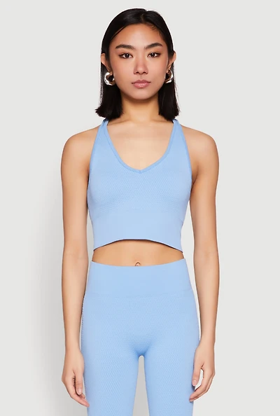Womens Keyhole Back Cropped Tank Top,