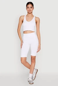 Womens Seamless Bermuda Bike Shorts, White, Size S-M