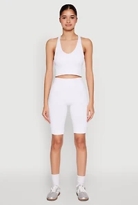 Womens Seamless Bermuda Bike Shorts, White, Size S-M