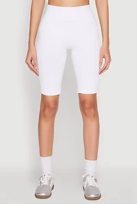 Womens Seamless Bermuda Bike Shorts, White, Size S-M