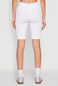 Womens Seamless Bermuda Bike Shorts, White, Size S-M
