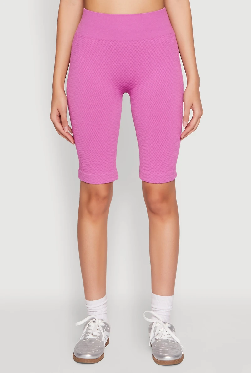 Womens Seamless Bermuda Bike Shorts, Purple, Size S-M