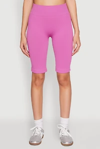 Womens Seamless Bermuda Bike Shorts, Purple, Size S-M