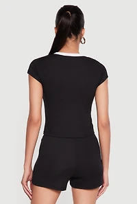 Contrast Trim 83 Graphic Cap Sleeve Tee
