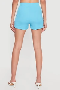 83 Graphic High Waisted Ribbed Knit Shorts