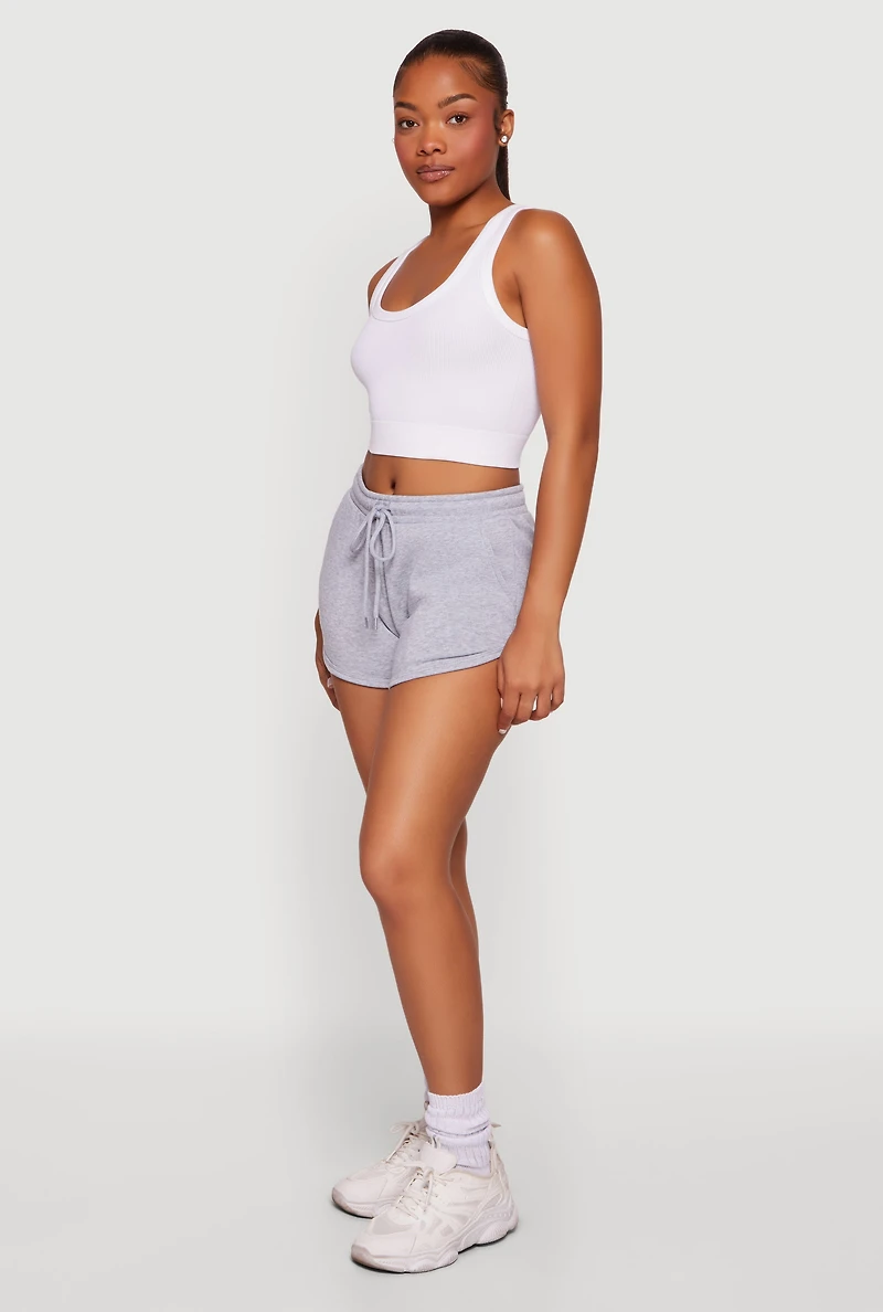 Drawstring Waist Dolphin Sweatshorts