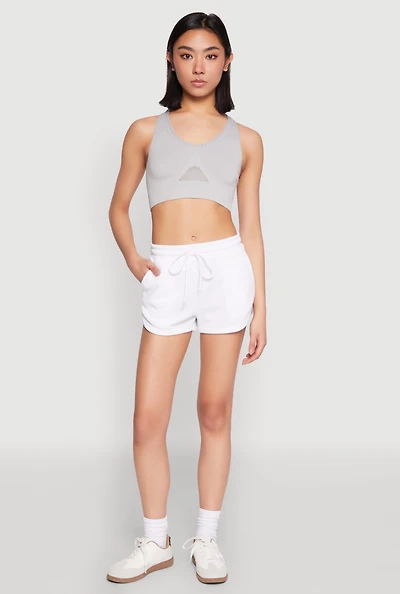 Womens Dolphin Sweatshorts, White, Size L