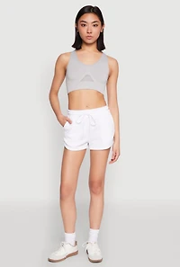 Womens Dolphin Sweatshorts, White, Size L