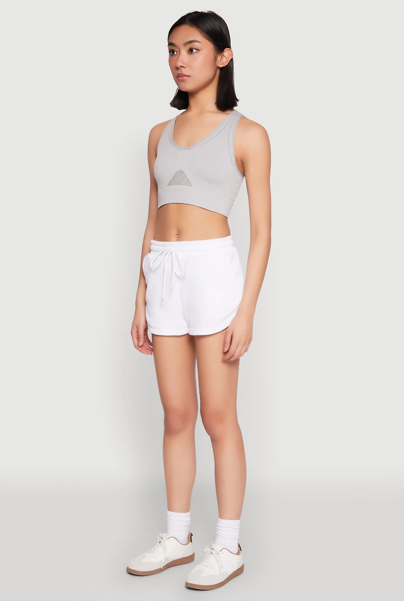 Womens Dolphin Sweatshorts, White, Size L