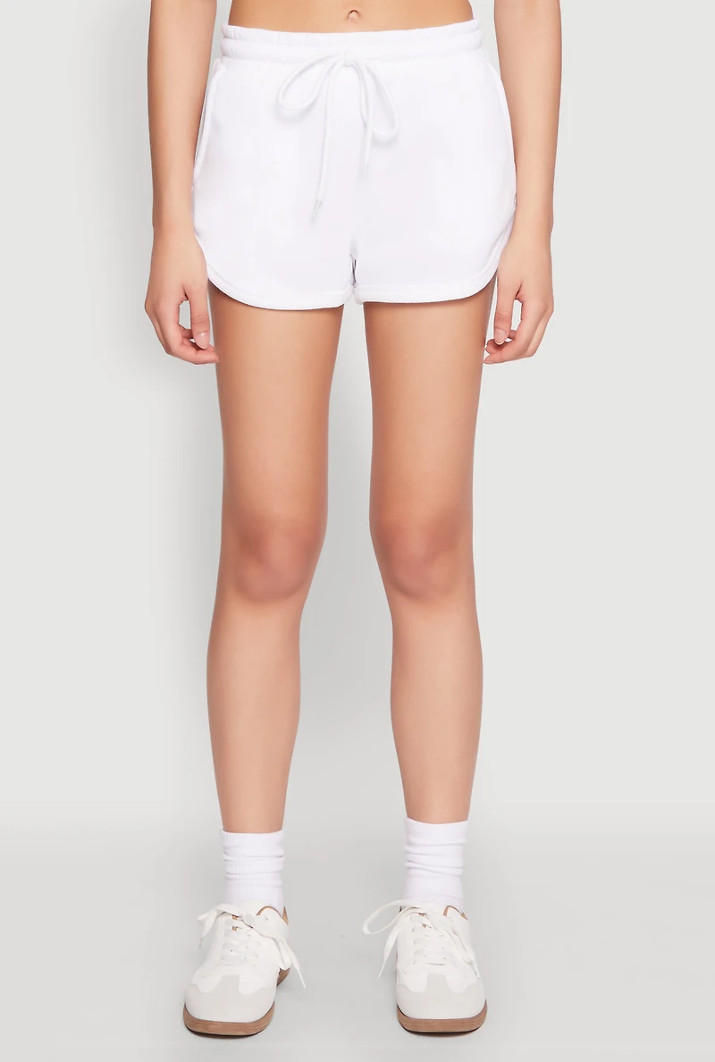 Womens Dolphin Sweatshorts, White, Size L