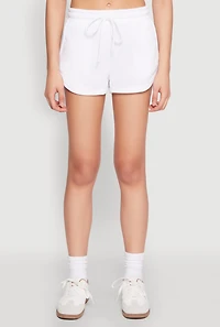 Womens Dolphin Sweatshorts, White, Size L