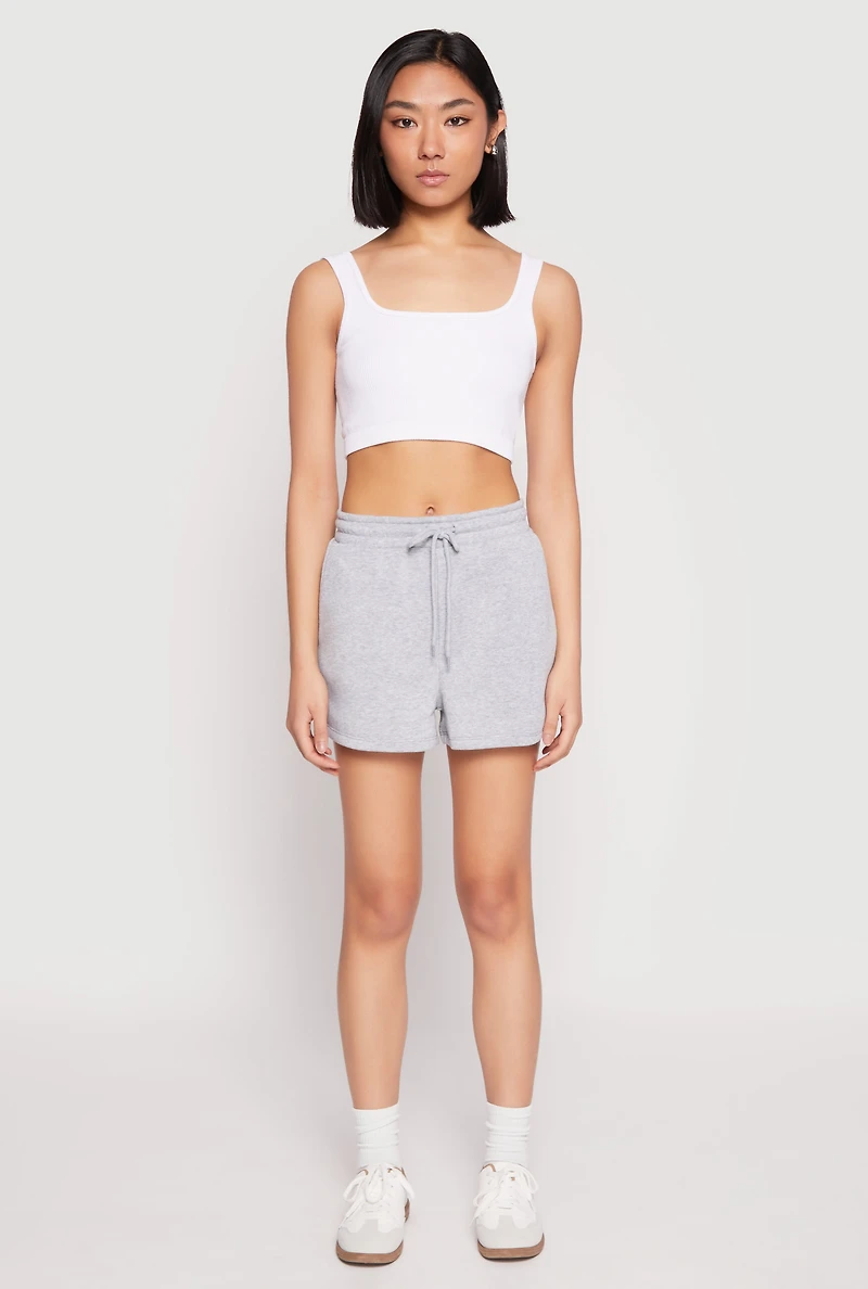 High Waist Drawstring Sweatshorts