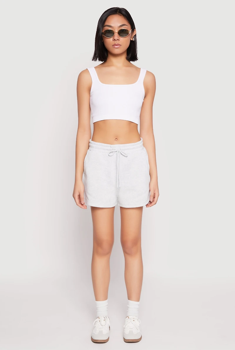 High Waist Drawstring Sweatshorts