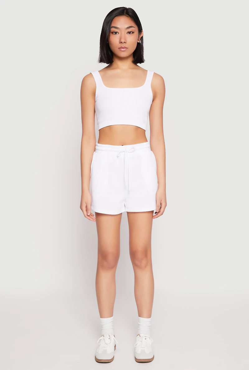 High Waist Drawstring Sweatshorts