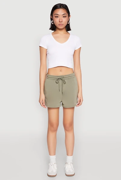 Womens High Waist Drawstring Sweatshorts,