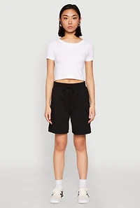 Womens Cargo Pocket Drawstring Sweatshorts,
