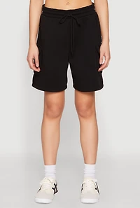 Womens Cargo Pocket Drawstring Sweatshorts,