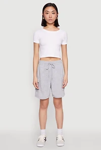 Womens Cargo Pocket Drawstring Sweatshorts, Grey, Size M
