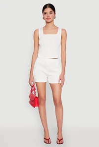 Plisse Knit Cropped Tank Top