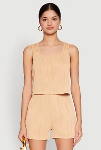 Plisse Knit Cropped Tank Top