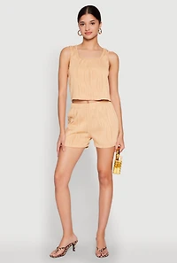 Plisse Knit High Waisted Shorts