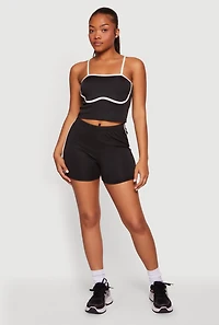 Contrast Trim Square Neckline Crop Top