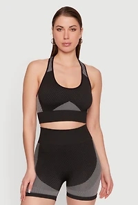 Striped Detail Racerback Sports Bra