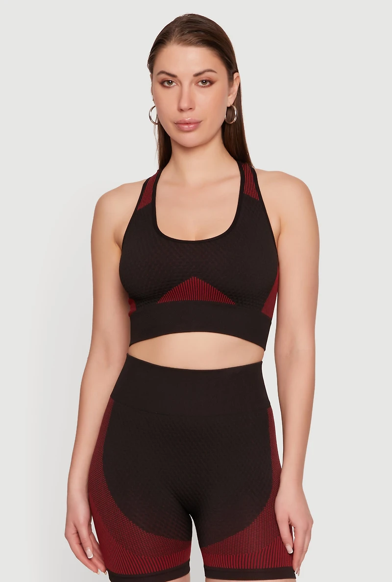 Striped Detail Racerback Sports Bra