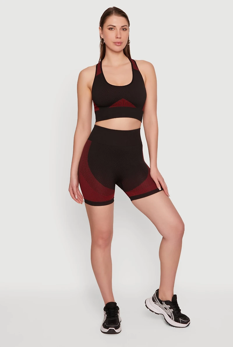 Striped Detail High Waisted Bike Shorts