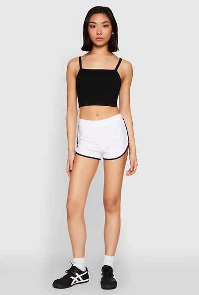 Womens Soft Knit Dolphin Shorts, White, Size L