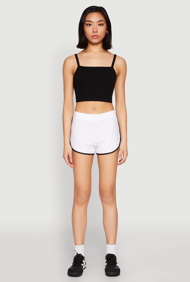 Womens Soft Knit Dolphin Shorts, White, Size S